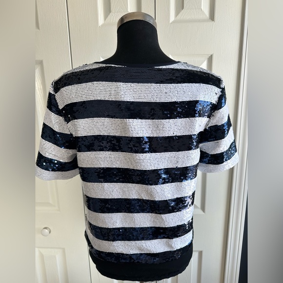SANDRO Paris Sequin Striped Slightly Cropped fully lined top XS S - Picture 6 of 8